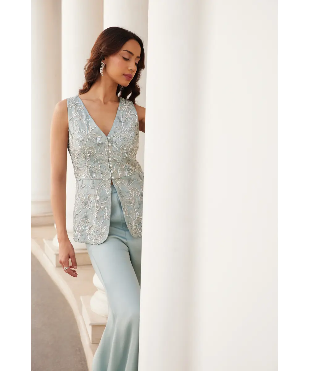 SANYA GULATI- Powder Blue Peplum and Pants